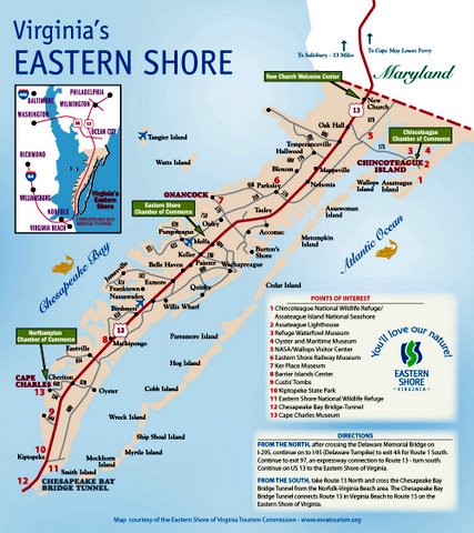 Map of the Eastern Shore of Virginia ESVA