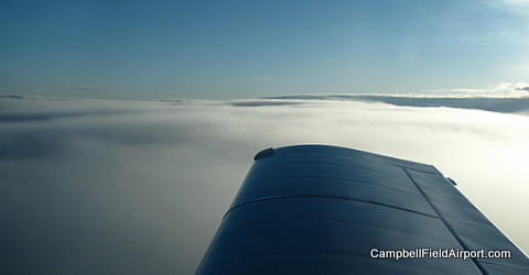 Campbell Field Airport, above the clouds of West Virginia.